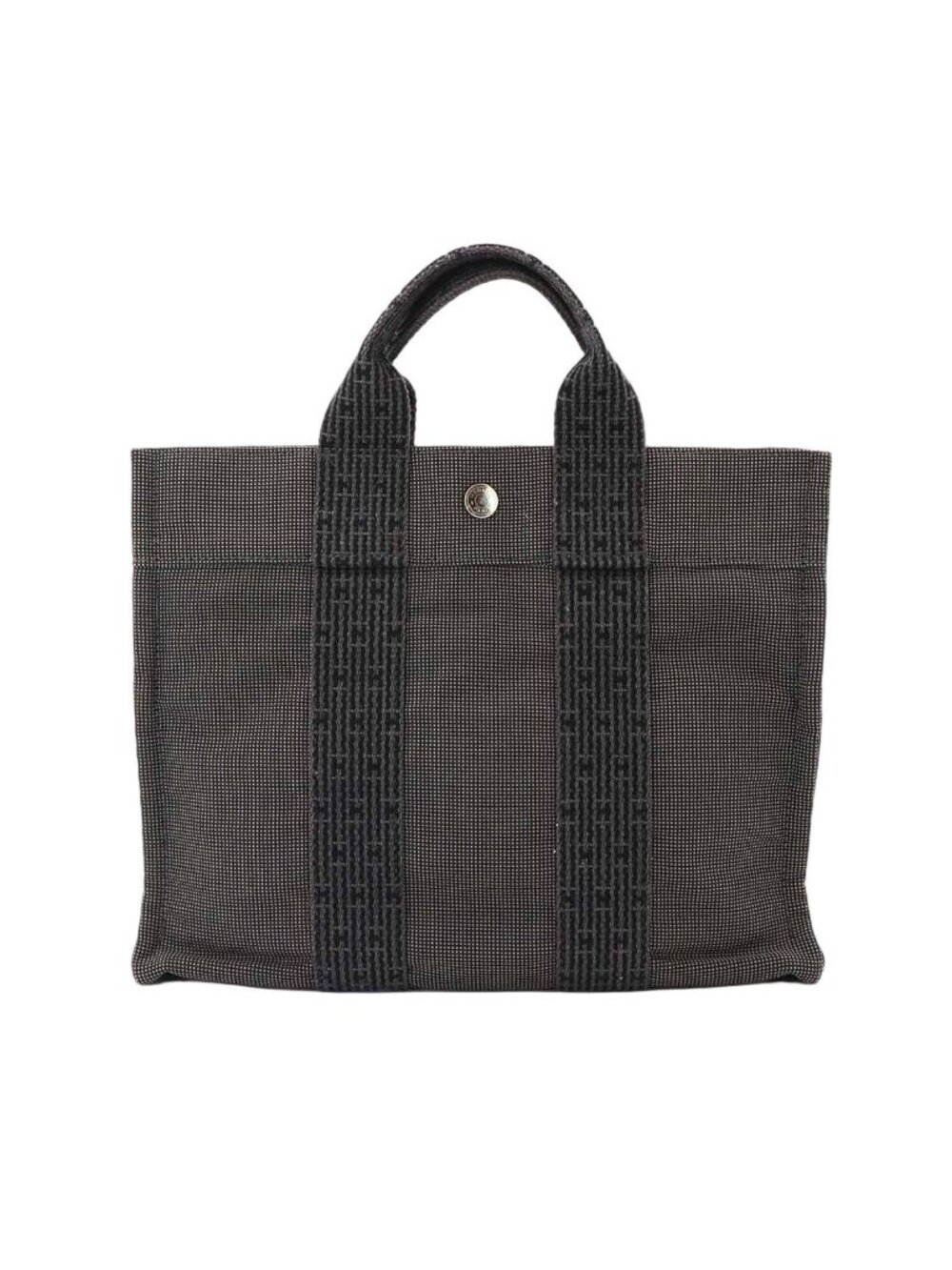 Hermes Herline Tote Bag PM Canvas Gray Silver